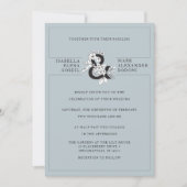 Invitation Mariage Floral bleu foncé moderne (Devant)