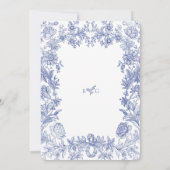 Invitation Mariage Floral Bleu Français Rustique Élégant Vint (Dos)