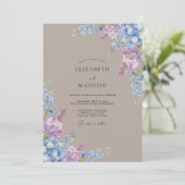Invitation Mariage Floral Bleu Lilas (Debout devant)