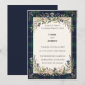 Invitation Mariage Floral Bleu Marine (Devant / Derrière)