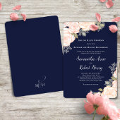 Invitation Mariage floral bleu marine