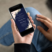 Invitation Mariage floral bleu marine