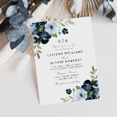 Invitation mariage floral bleu marine