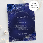 Invitation Mariage floral bleu marine