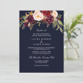 Invitation Mariage floral bleu marine (Debout devant)