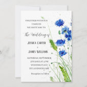 Invitation Mariage floral bleu marine (Devant)