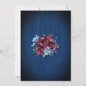 Invitation Mariage floral bleu marine Bourgogne (Dos)