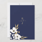 Invitation Mariage floral bleu marine de luxe (Dos)