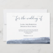 Invitation Mariage floral bleu marine et or aquarelle (Dos)
