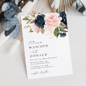 Invitation mariage floral bleu marine et roux