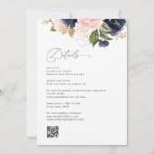 Invitation mariage floral bleu marine et roux (Dos)