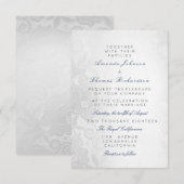 Invitation Mariage Floral Bleu Marine Gris Argent (Devant / Derrière)