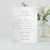 Invitation Mariage Floral Bleu Marine Gris Argent en Dentelle (Debout devant)