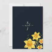 Invitation Mariage floral bleu marine jaune orange jonquilles (Dos)