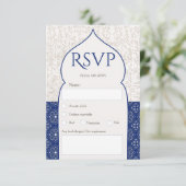 Invitation Mariage floral bleu marocain rsvp (Debout devant)