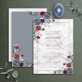 Invitation Mariage floral bleu outremer traditionnel Inv.