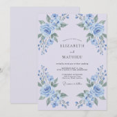 Invitation Mariage Floral Bleu Poudre (Devant / Derrière)