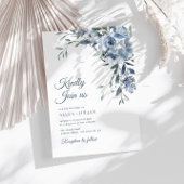 Invitation mariage floral bleu poussiéreux