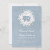 Invitation Mariage floral bleu poussiéreux (Devant)