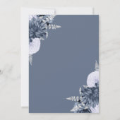 Invitation Mariage Floral Bleu Poussiéreux Argent (Dos)