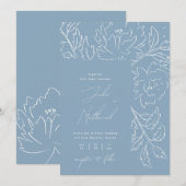 Invitation Mariage Floral Bleu Poussiéreux Boho (Devant / Derrière)