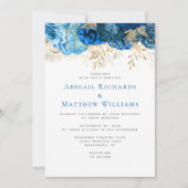Invitation Mariage floral bleu romantique (Devant)