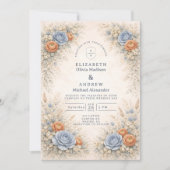 Invitation Mariage Floral Bleu Romantique (Devant)