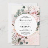 Invitation Mariage floral bleu romantique (Devant)