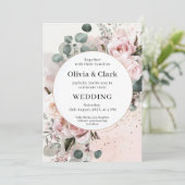 Invitation Mariage floral bleu romantique (Debout devant)