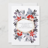 Invitation Mariage Floral bleu rouge rose lavande violet (Dos)