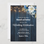 Invitation Mariage Floral bleu rustique (Devant)