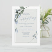Invitation Mariage floral bleu simple (Debout devant)