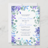 Invitation Mariage floral bleu tropical (Devant)