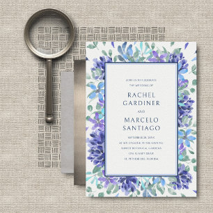 Invitation Mariage floral bleu tropical