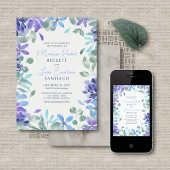 Invitation Mariage floral bleu tropical