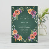 Invitation Mariage Floral Bloom Émeraude (Debout devant)
