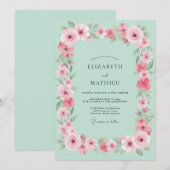 Invitation Mariage Floral Bloom Menthe (Devant / Derrière)