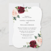 Invitation Mariage floral Blush & Bourgogne (Devant)
