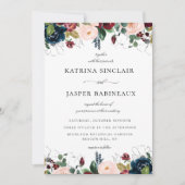 Invitation Mariage floral Blush Burgundy (Devant)
