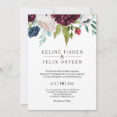 Invitation Mariage floral Blush de la marine bourguignonne mo (Devant)
