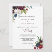 Invitation Mariage floral Blush de la marine bourguignonne mo (Devant)