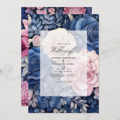 Invitation Mariage floral Blush et Navy (Devant / Derrière)