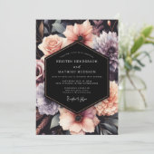 Invitation Mariage Floral Blush Noir (Debout devant)