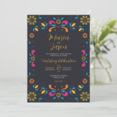 Invitation Mariage Floral Boda couleur fleur mexicaine (Debout devant)