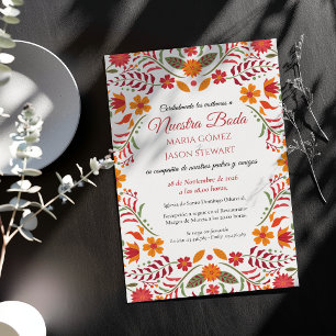 Invitation Mariage Floral Boda Fiesta Coloré Espagnol