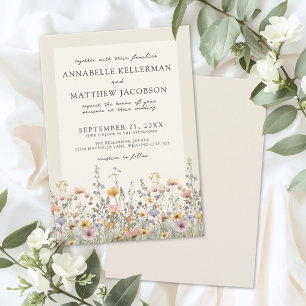 Invitation Mariage Floral Bohème Aquarelle Fleur Sauvage