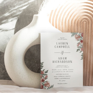 Invitation Mariage Floral Bohème Automnal Terracotta