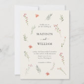 Invitation Mariage Floral Bohème Beige Fleur Sauvage Minimal (Devant)