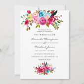 Invitation Mariage floral bohème chic aquarelle (Devant)