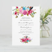 Invitation Mariage floral bohème chic aquarelle (Debout devant)